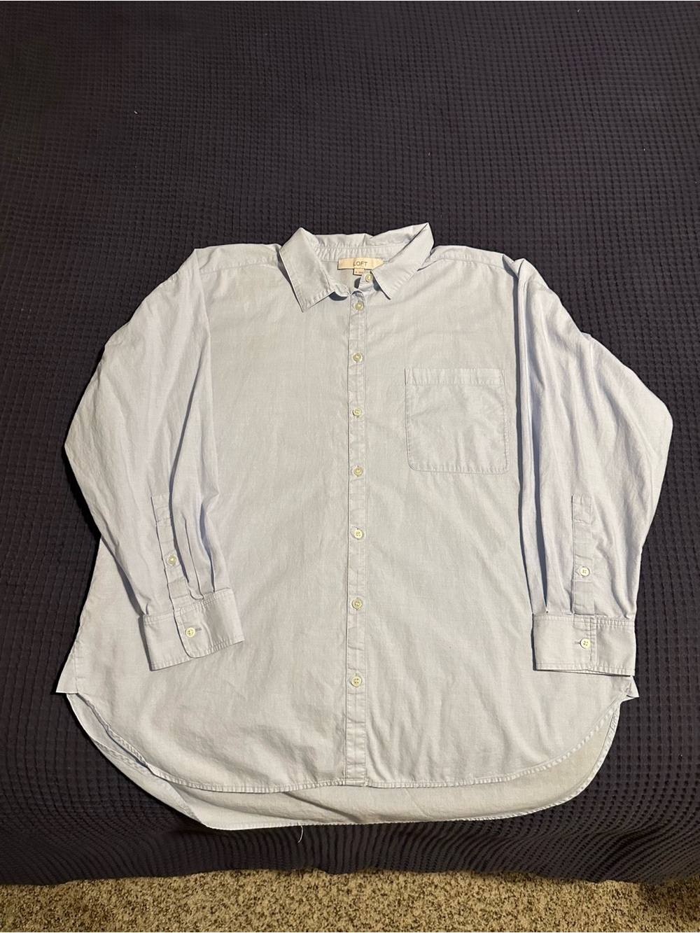 LOFT Light Blue Casual Button-Down Shirt